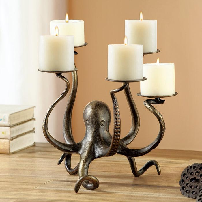 ebros gift Giant Creature Kraken Octopus Penta Candleholder Home Decor Made of Aluminum