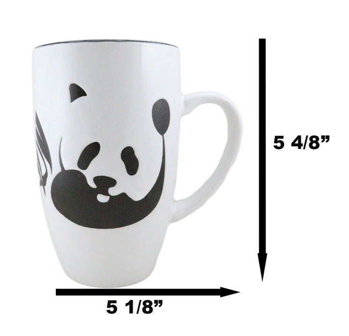 Ebros Gift Giant Panda Bear Abstract Silhouette Art Ceramic Coffee Tea Mug Drink Cup 16oz