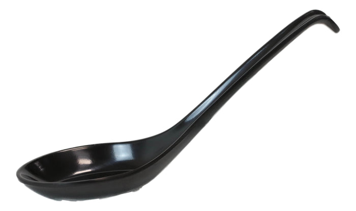 Ebros Gift Glossy Black Melamine Ladle Style Soup Spoons With Hook Ends 1oz Set Of 6 Spoon