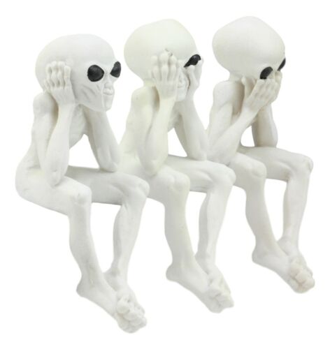 Ebros Gift Glow In The Dark See Hear Speak No Evil Alien Shelf Sitters Set Of 3 Figurines