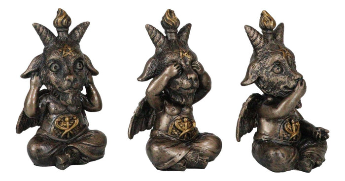 Ebros Gift Goat Of Mendes Samael Lilith See Hear Speak No Evil Baphomets Set Of 3
