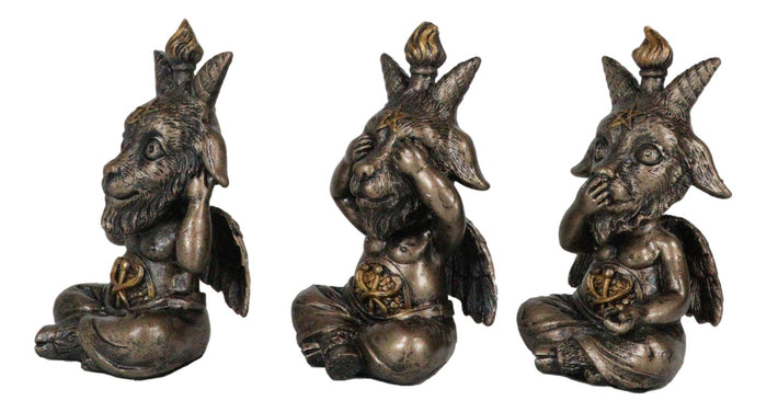 Ebros Gift Goat Of Mendes Samael Lilith See Hear Speak No Evil Baphomets Set Of 3