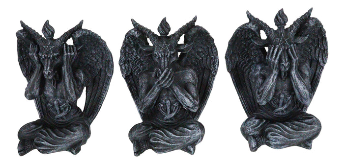 Ebros Gift Goat Of Mendes See Hear Speak No Evil Devil Baphomet Gargoyle Set Of 3 Figurines