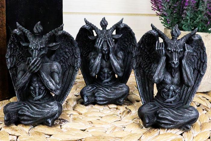 ebros gift Goat of Mendes See Hear Speak No Evil Devil Baphomet Gargoyle Set of 3 Figurines