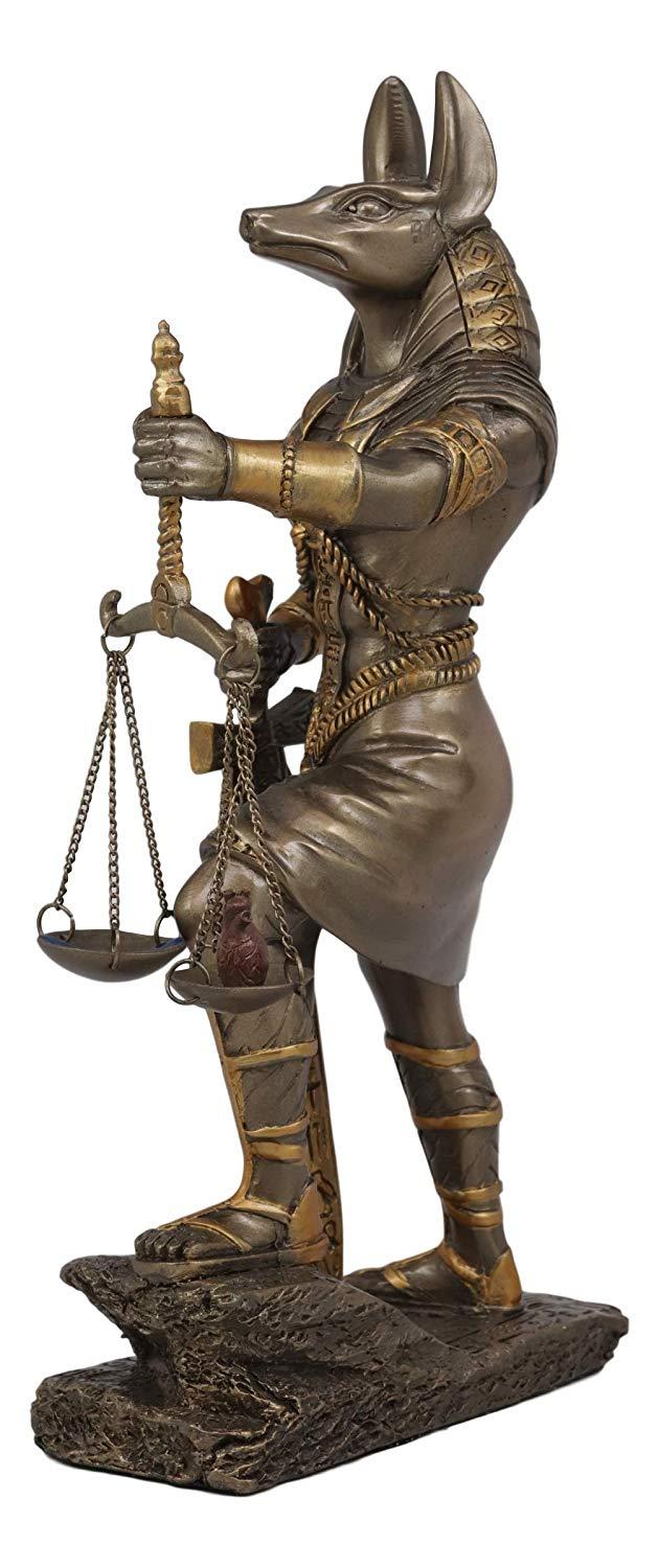 Ebros Gift God Anubis With Scales Of Justice Statue Figurine 10" Tall (Faux Bronze Resin)