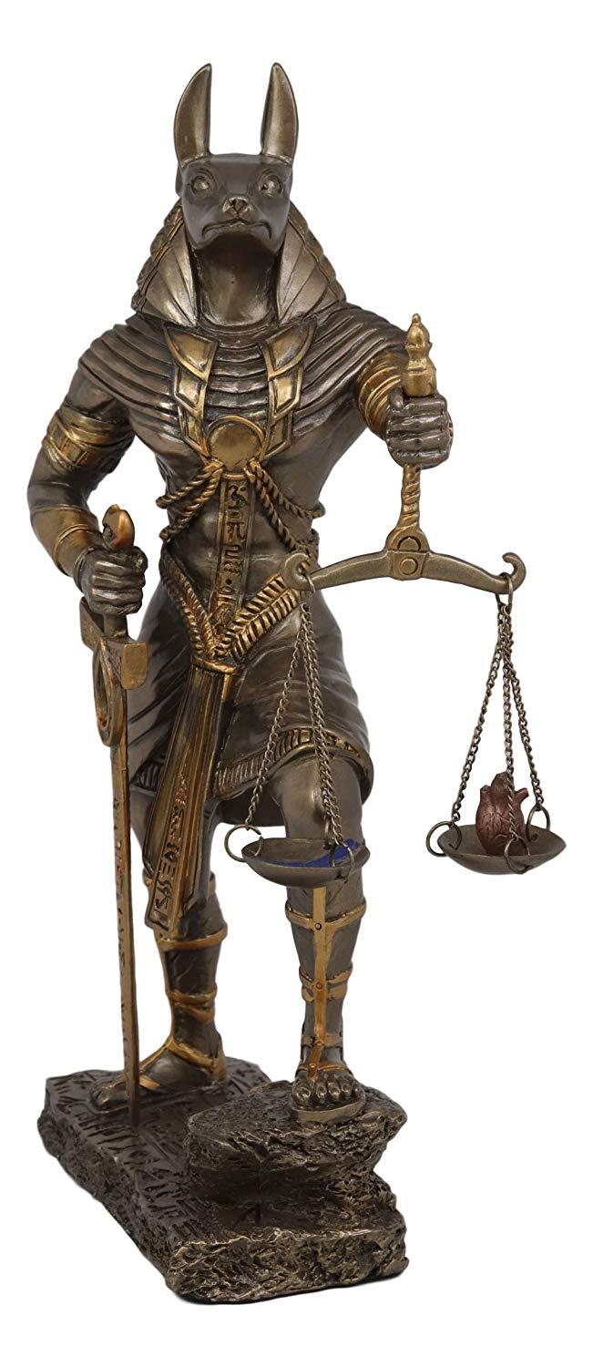 Ebros Gift God Anubis With Scales Of Justice Statue Figurine 10" Tall (Faux Bronze Resin)