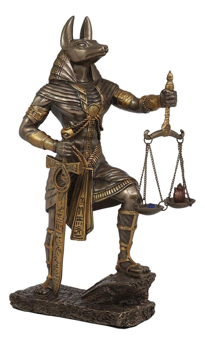 Ebros Gift God Anubis With Scales Of Justice Statue Figurine 10" Tall (Faux Bronze Resin)