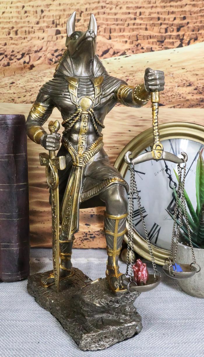 ebros gift God Anubis with Scales of Justice Statue Figurine 10" Tall (Faux Bronze Resin)