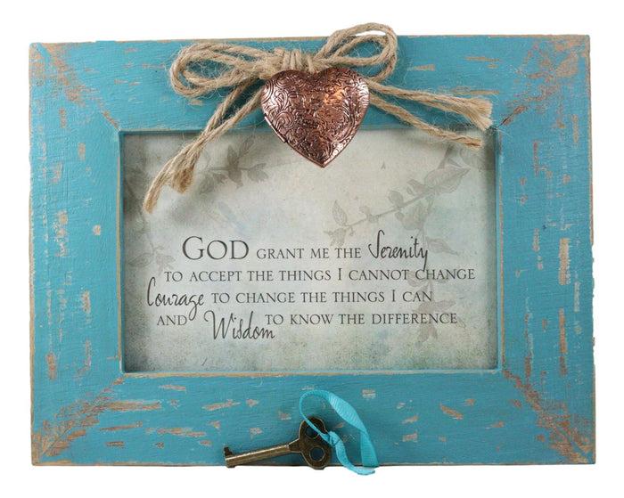 Ebros Gift God Grant Me Serenity Courage Wisdom Locket Heart Teal Wood Musical Trinket Box