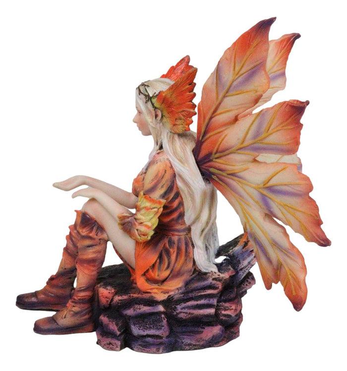 Ebros Gift Goddess Of Fire Elemental Pixie Fairy In Ember Pyre Dress Sitting Figurine