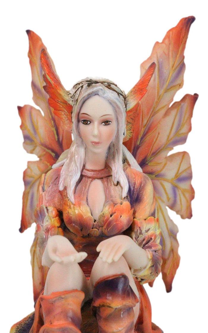 Ebros Gift Goddess Of Fire Elemental Pixie Fairy In Ember Pyre Dress Sitting Figurine