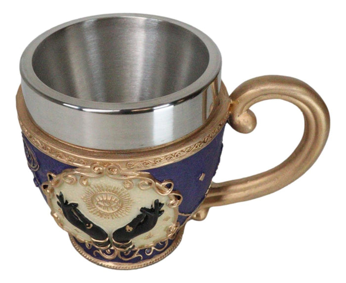 Ebros Gift Gold And Purple Wicca Fortune Teller Chirology All Seeing Eye Tarot Tea Cup Mug