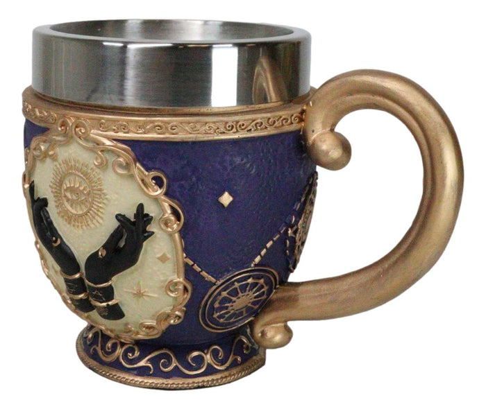 Ebros Gift Gold And Purple Wicca Fortune Teller Chirology All Seeing Eye Tarot Tea Cup Mug