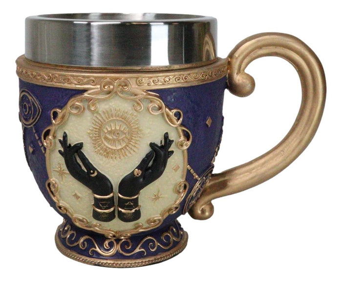 ebros gift Gold And Purple Wicca Fortune Teller Chirology All Seeing Eye Tarot Tea Cup Mug