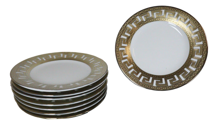 Ebros Gift Gold Plated Baroque Barocco Golden Greek Key Border 40 Pcs Luxury Dinnerware Set