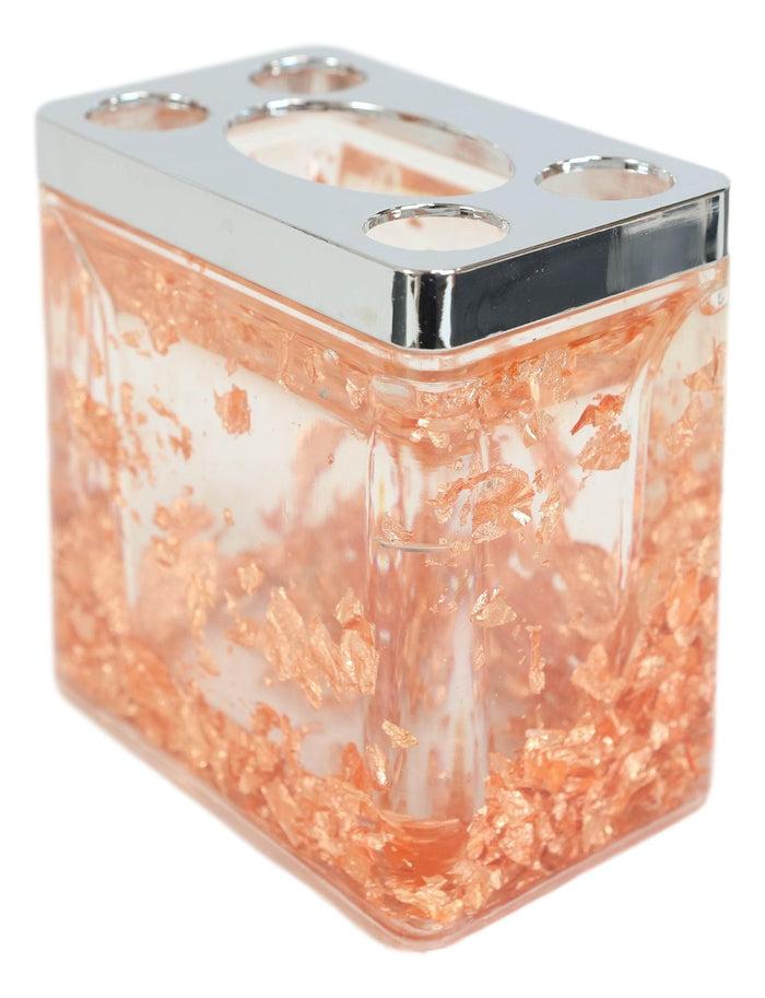 Ebros Gift Golden Copper Flakes & Specks 5 Piece Chic Bathroom Vanity Accessories Gift Set