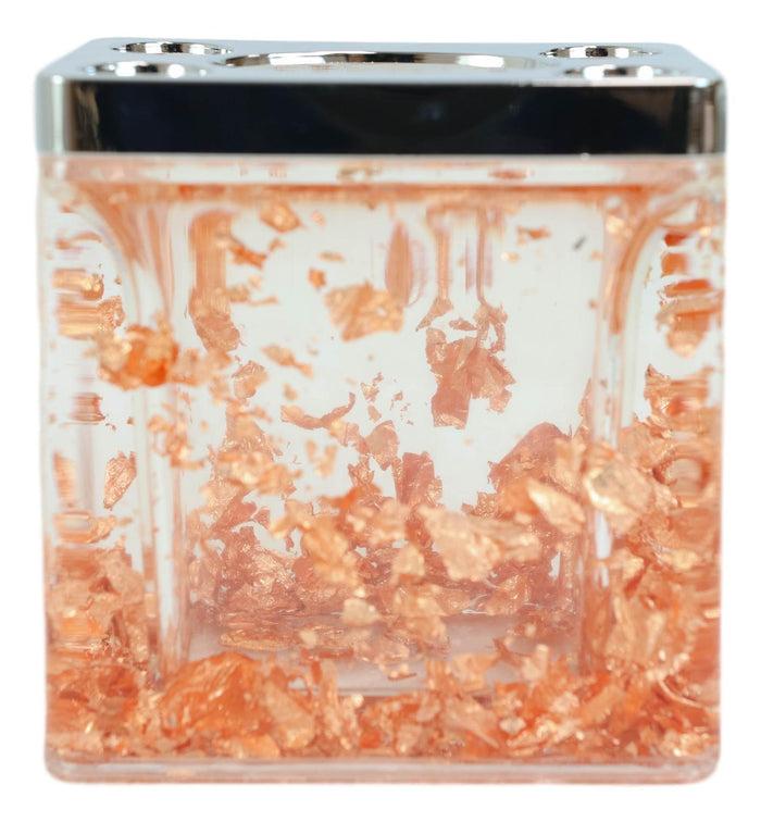 Ebros Gift Golden Copper Flakes & Specks 5 Piece Chic Bathroom Vanity Accessories Gift Set