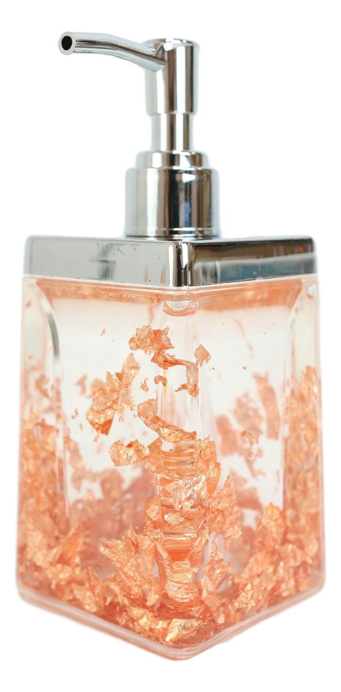 Ebros Gift Golden Copper Flakes & Specks 5 Piece Chic Bathroom Vanity Accessories Gift Set