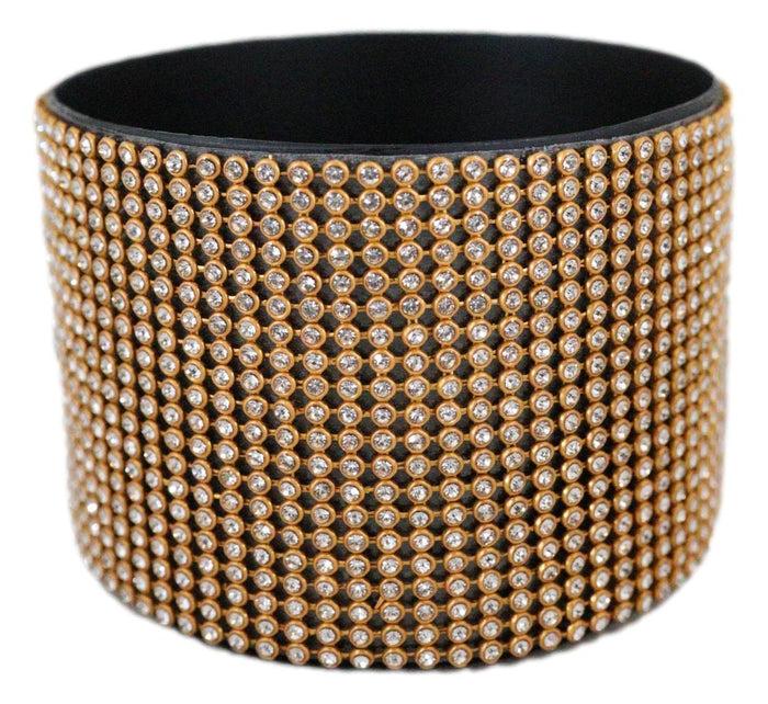 Ebros Gift Golden Crystals Wine Coaster Furniture Surface Protector Metal Rack Holder 4"Dia