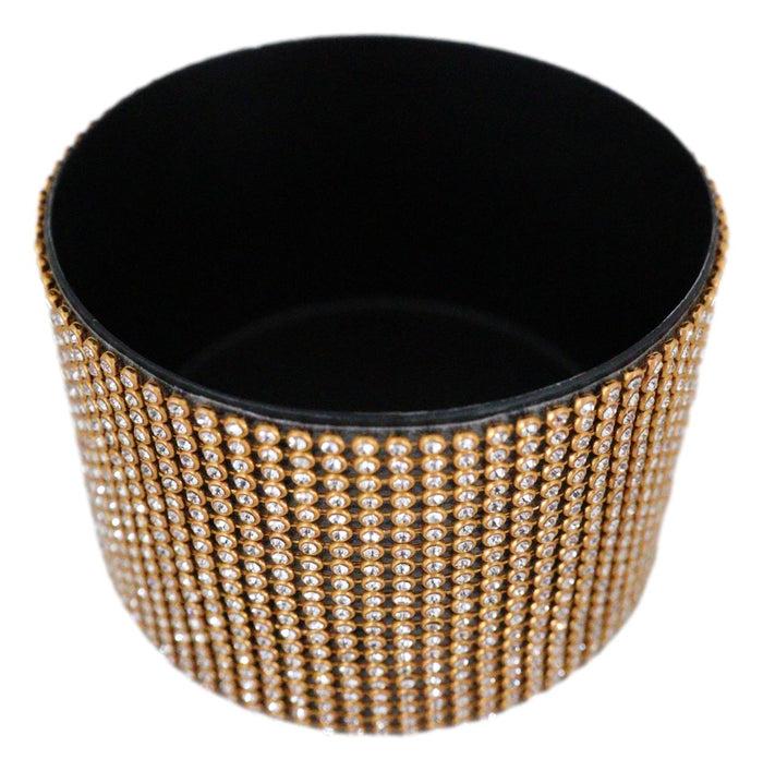 Ebros Gift Golden Crystals Wine Coaster Furniture Surface Protector Metal Rack Holder 4"Dia