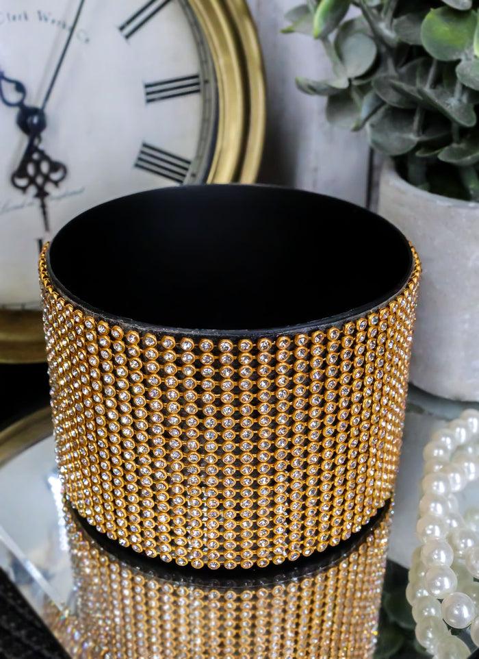 ebros gift Golden Crystals Wine Coaster Furniture Surface Protector Metal Rack Holder 4"Dia
