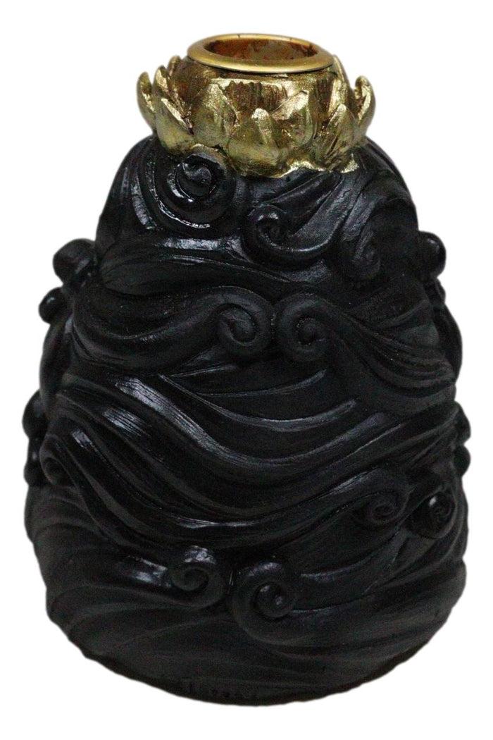 Ebros Gift Golden Laughing Buddha Hotei On Black Cloud Lotus Backflow Incense Cone Burner