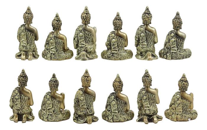 Ebros Gift Golden Miniature Meditating Buddha Amitabha Many Mudra Poses Figurine Set Of 12