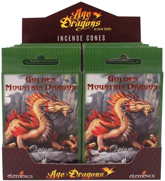 ebros gift Golden Mountain Dragon Fragranced Incense Cones Pack of 12 by Anne Stokes