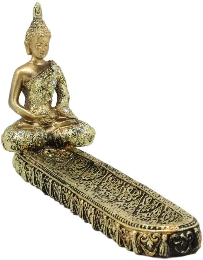 Ebros Gift Golden Thai Buddha Amitabha Meditating In Dhyana Mudra Incense Holder Statue