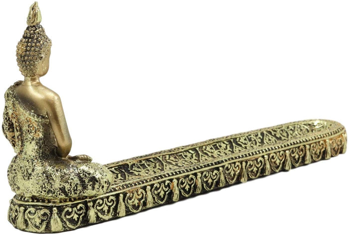 Ebros Gift Golden Thai Buddha Amitabha Meditating In Dhyana Mudra Incense Holder Statue
