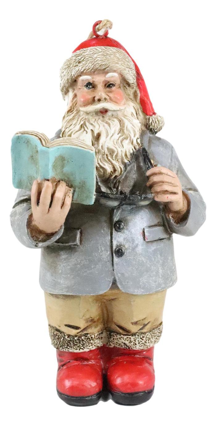 Ebros Gift Good Teacher Santa Claus Reading Book Christmas Tree Hanging Ornament Decor