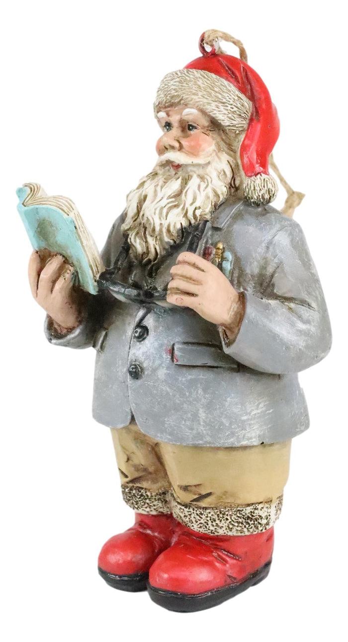 Ebros Gift Good Teacher Santa Claus Reading Book Christmas Tree Hanging Ornament Decor