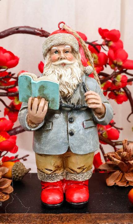 ebros gift Good Teacher Santa Claus Reading Book Christmas Tree Hanging Ornament Decor