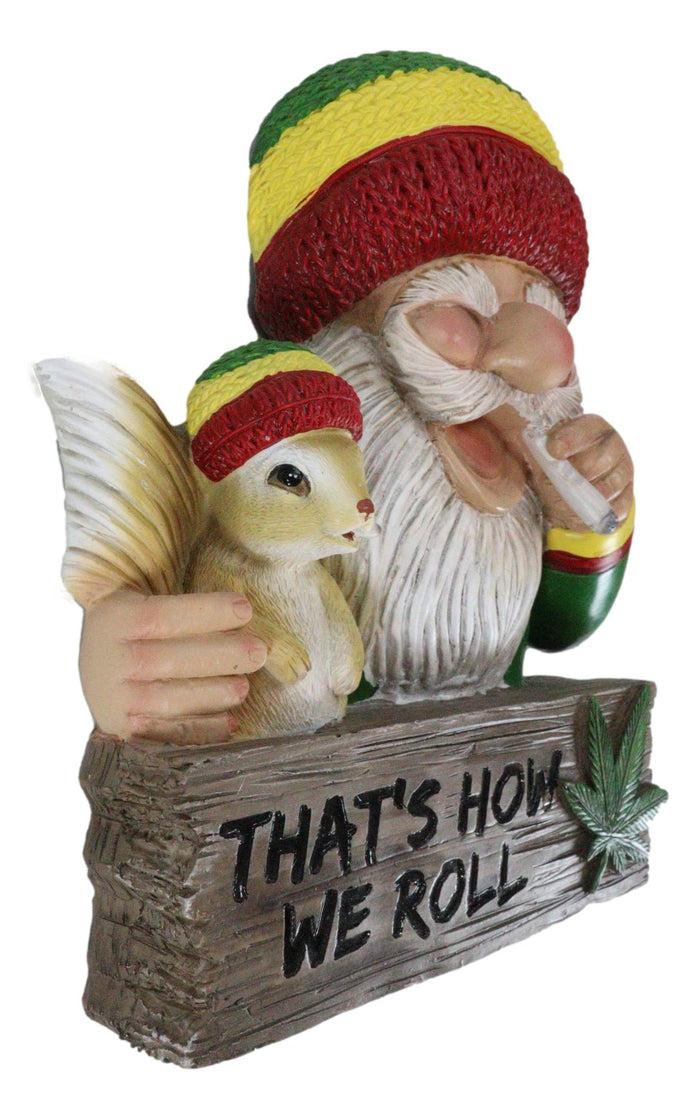 Ebros Gift Good Vibes Gypsy Rasta Gnome Smoking Weed Roll With Squirrel Wall Decor Sign