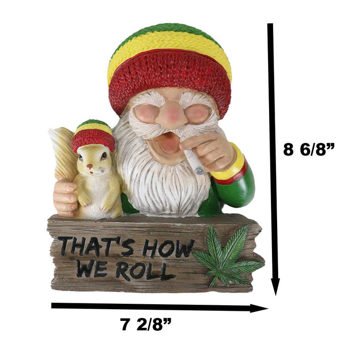 Ebros Gift Good Vibes Gypsy Rasta Gnome Smoking Weed Roll With Squirrel Wall Decor Sign