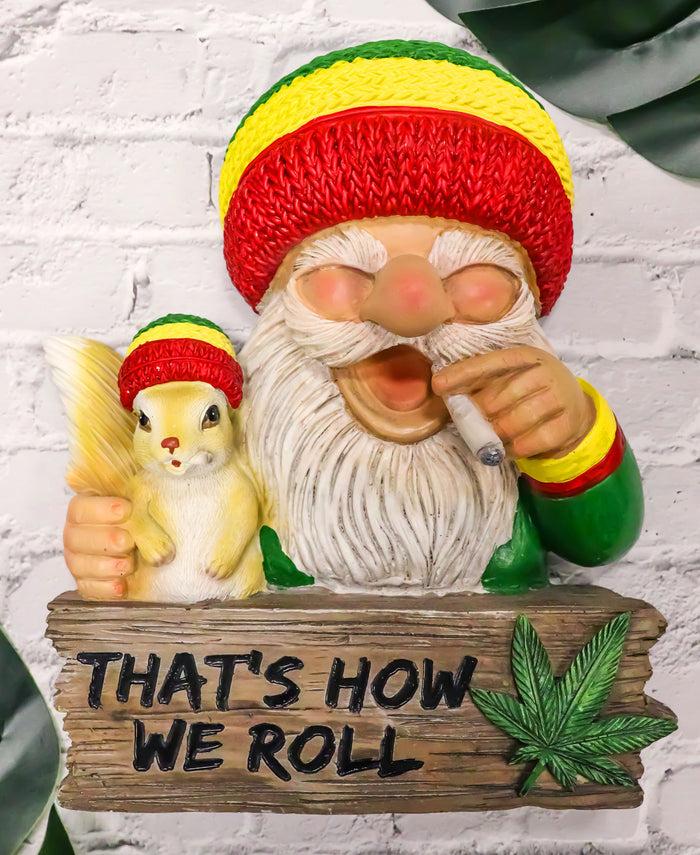 ebros gift Good Vibes Gypsy Rasta Gnome Smoking Weed Roll With Squirrel Wall Decor Sign
