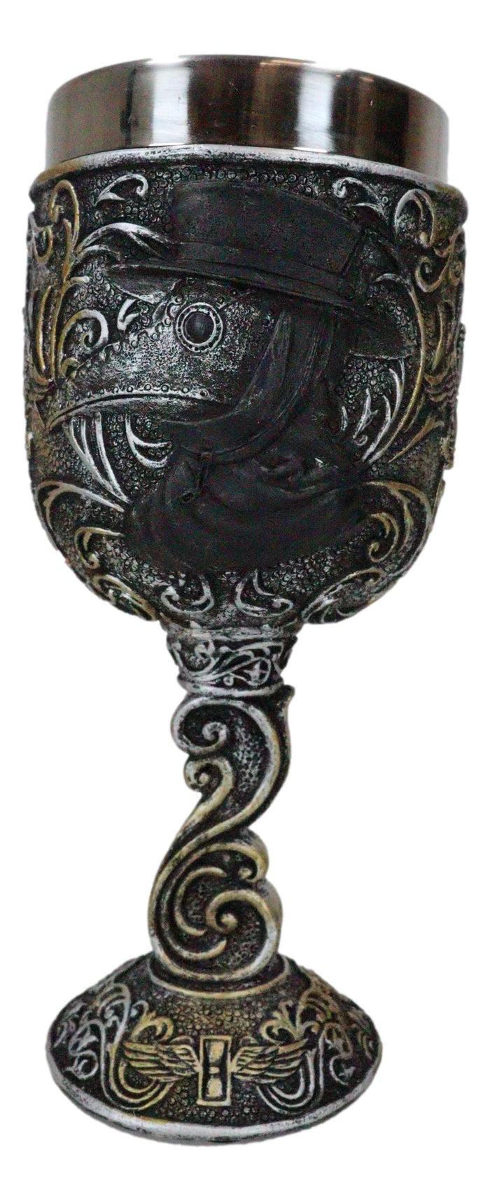Ebros Gift Gothic Alchemy Black Death Steampunk Plaque Doctor Edgar Poe Wine Goblet Chalice