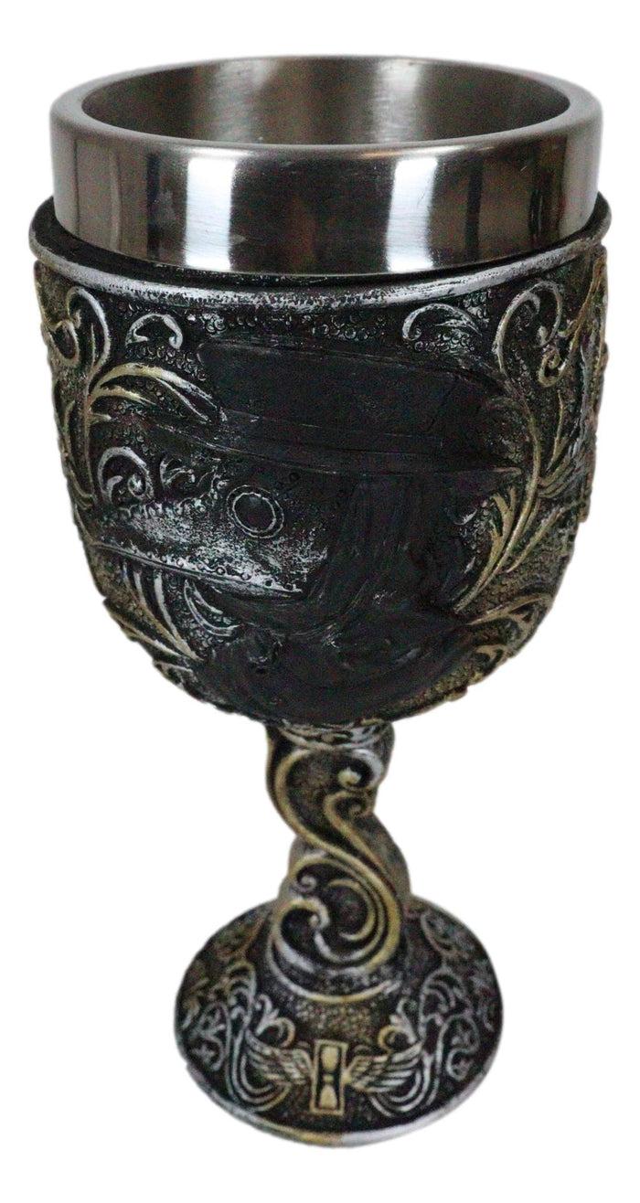 Ebros Gift Gothic Alchemy Black Death Steampunk Plaque Doctor Edgar Poe Wine Goblet Chalice