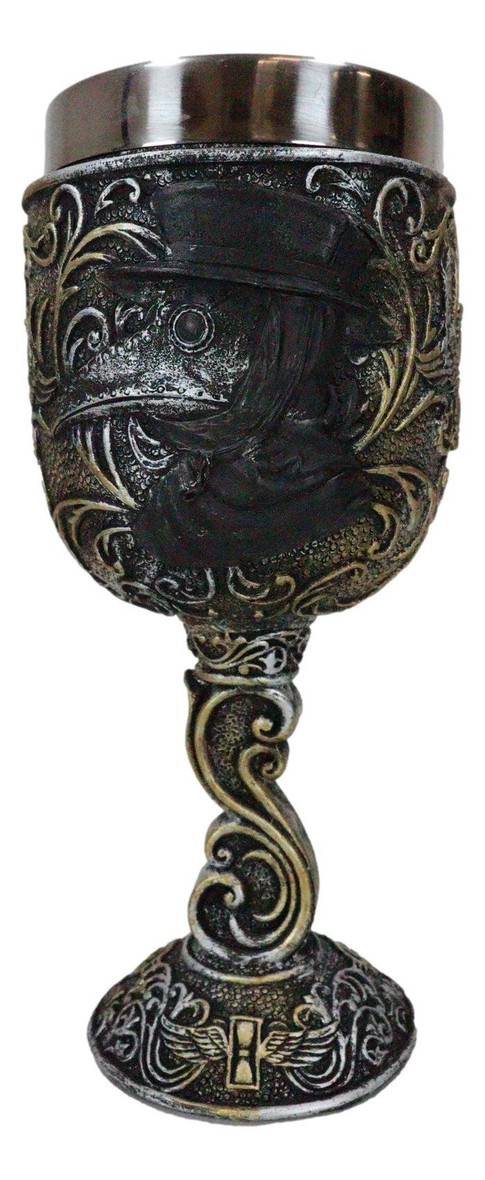Ebros Gift Gothic Alchemy Black Death Steampunk Plaque Doctor Edgar Poe Wine Goblet Chalice