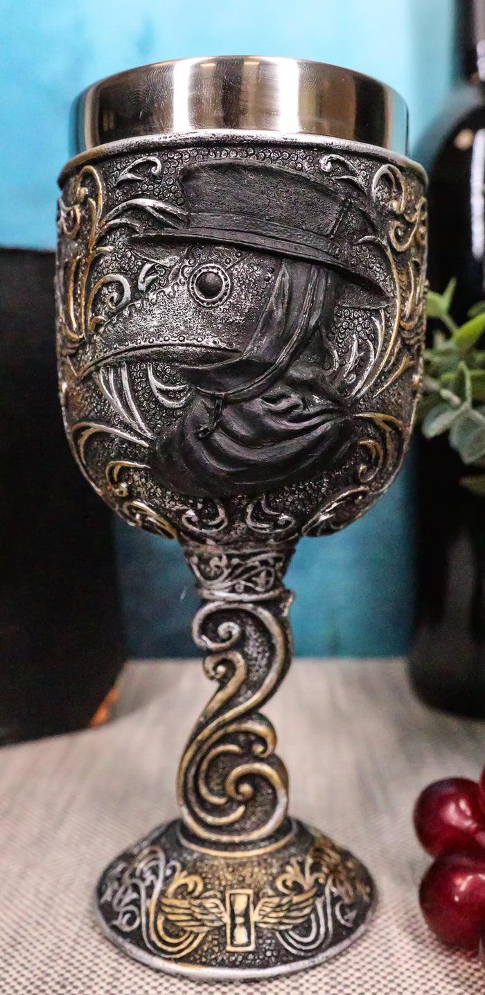 ebros gift Gothic Alchemy Black Death Steampunk Plaque Doctor Edgar Poe Wine Goblet Chalice