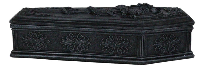 Ebros Gift Gothic Alchemy Guardian Dragon Excalibur Sword Coffin Decorative Jewelry Box
