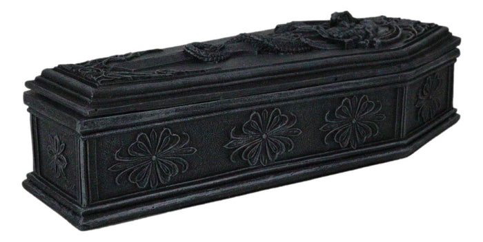 Ebros Gift Gothic Alchemy Guardian Dragon Excalibur Sword Coffin Decorative Jewelry Box