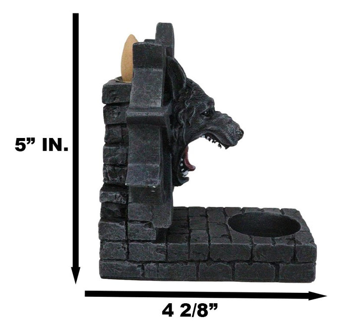 Ebros Gift Gothic Alpha Wolf Pentagram Wheel Candle And Backflow Incense Cone Burner Holder