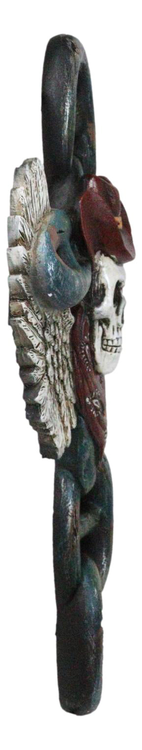 Ebros Gift Gothic Angel Winged Cowboy Skull With Red Scarf Prison Shackle Chains Wall Cross