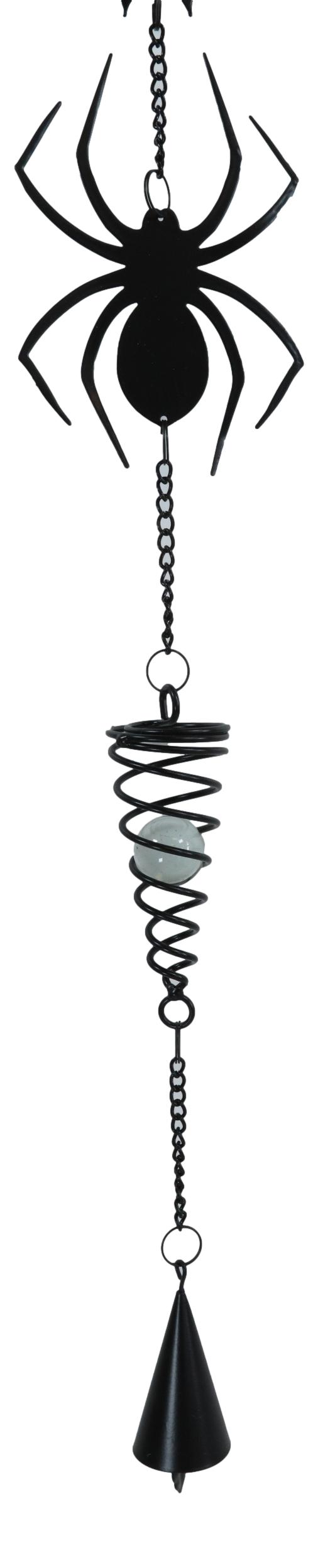 Ebros Gift Gothic Arachnid Spider Web Cobweb Metal Wall Hanging Mobile Wind Chime W/ Beads