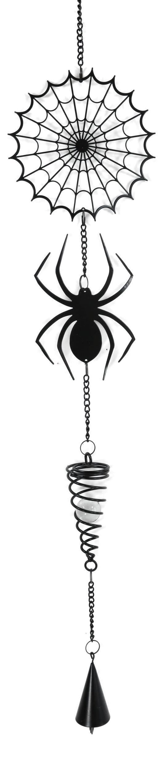 Ebros Gift Gothic Arachnid Spider Web Cobweb Metal Wall Hanging Mobile Wind Chime W/ Beads