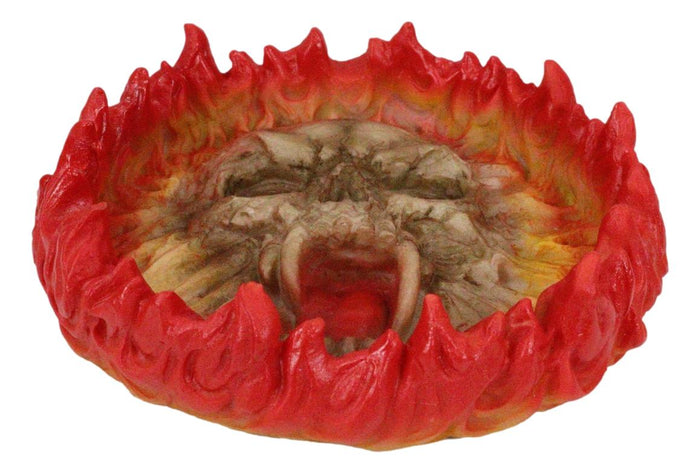 Ebros Gift Gothic Arch Devil Skull Face Fire Wheel Flame Hell Bone Cigarette Ashtray Figure
