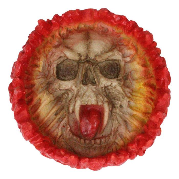 Ebros Gift Gothic Arch Devil Skull Face Fire Wheel Flame Hell Bone Cigarette Ashtray Figure