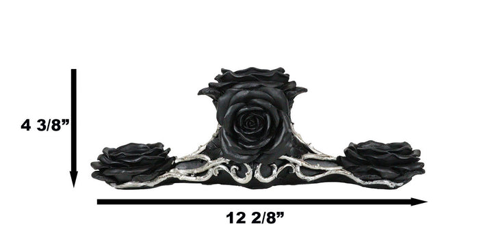 Ebros Gift Gothic Baroque Victorian Black Roses Triple Votive Candle Holder Figurine