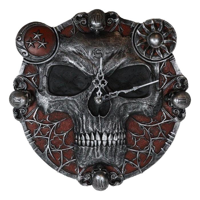 Ebros Gift Gothic Blood Astrology Sands Of Death Time Waits For No Man Skull Wall Clock